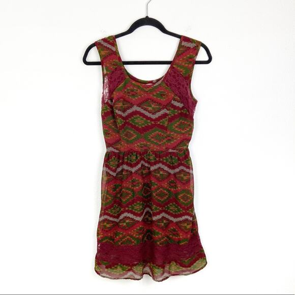 Band of Gypsies South Western Aztec Sleeveless Mini Dress Summer Small - Picture 1 of 10